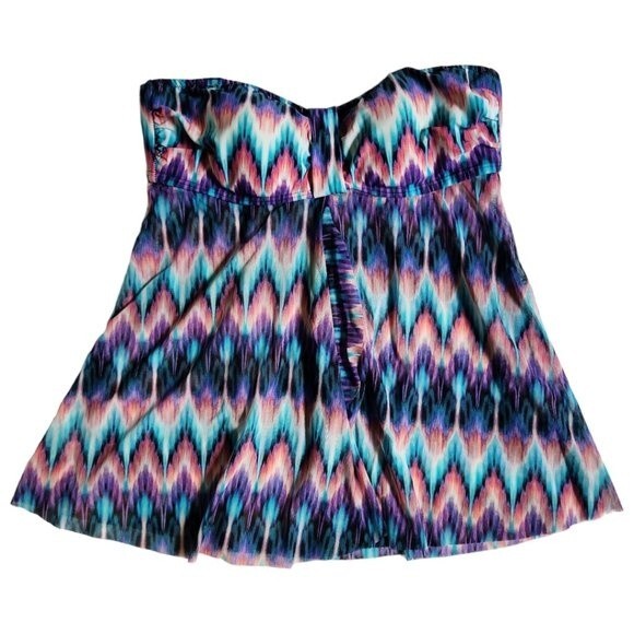 Croft & Barrow Tummy Slimmer Mesh Flyaway Bandeaukini swim top sz 8 - Picture 1 of 12